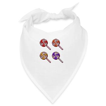 Candy Karamell Zucker Retro Pixel Lutscher - Bandana - Weiß - Vorne