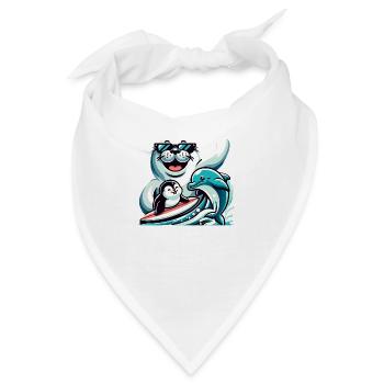 Lustige Tiere Seehund Delfin und Pinguin - Bandana - Weiß - Vorne