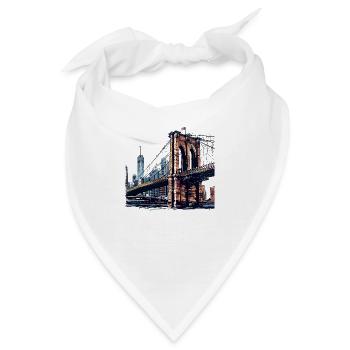 Die Brooklyn Bridge, ein Wahrzeichen New Yorks - Bandana - Weiß - Vorne
