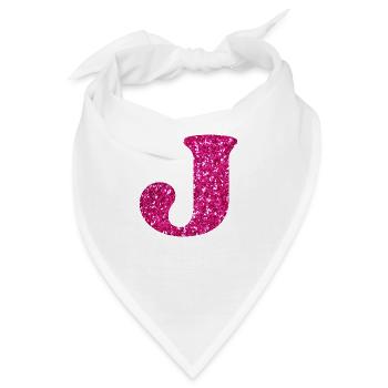 Buchstabe j Rosa Glitzer - Bandana - Weiß - Vorne