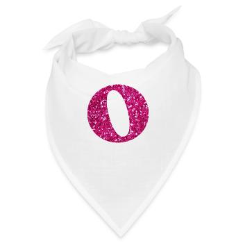 Buchstabe o rosa Glitzer - Bandana - Weiß - Vorne