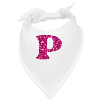 Glitzer rosa Buchstabe p - Bandana - Weiß - Vorne