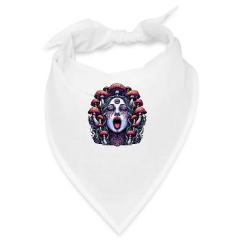 Trippy Frauengesicht mit Magic Mushrooms - Bandana - Weiß - Vorne