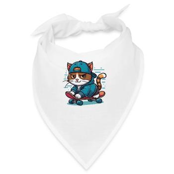 Gezwungene Katze: Skater - Bandana - Weiß - Vorne