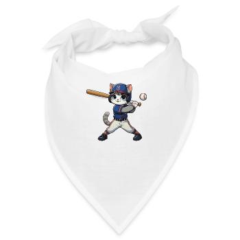 Sportkatze: Baseballspieler - Bandana - Weiß - Vorne