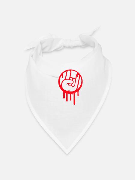 I Love Heavy Metal Hard Rock Musik Handgeste Herz - Bandana - Weiß - Vorne