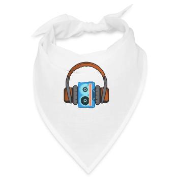 Kopfhörer und Audiokassette - Bandana - Weiß - Vorne