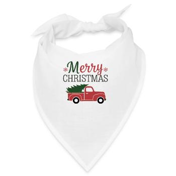 Merry Christmas - Auto mit Weihnachtsbaum - Bandana - Weiß - Vorne