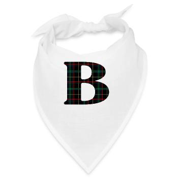 Monogrammiert b Schottischer Tartan - Bandana - Weiß - Vorne