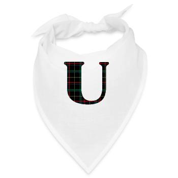 Monogramm u schottischer Tartan - Bandana - Weiß - Vorne
