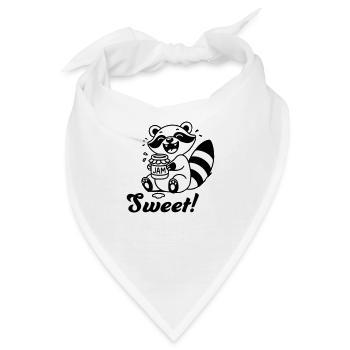 Süßer Waschbär essende Marmelade - "Süßes" Design - Bandana - Weiß - Vorne