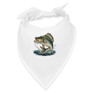 Dynamischer Raubfisch Vintage Angelmotiv - Bandana - Weiß - Vorne