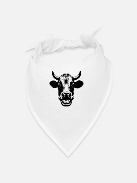 Grinning Cow - Bandana - white - Front