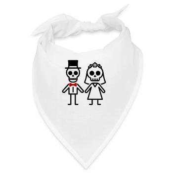 Ehepaar Hochzeit Skelett - Bandana - Weiß - Vorne