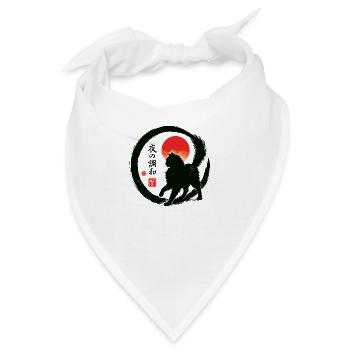 Japan Enso Kanji - Schwarze Katze - Rote Sonne - Bandana - Weiß - Vorne