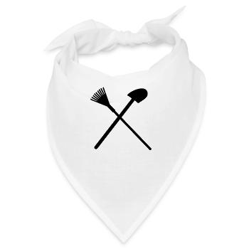 Rechen und Schaufel - Bandana - Weiß - Vorne
