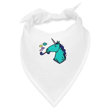 Einhorn + Pfeife + Tattoo - Bandana - Weiß - Vorne