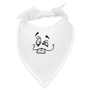 Lächelndes Comic Gesicht mit großen Hasenzähnen - Bandana - Weiß - Vorne