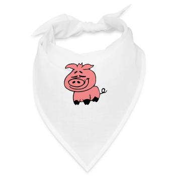 Niedliches Nettes Cartoon Comic Ferkel Schwein - Bandana - Weiß - Vorne