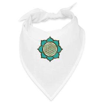 BLUME DES LEBENS - LOTUSBLÜTE - türkis - Bandana - Weiß - Vorne