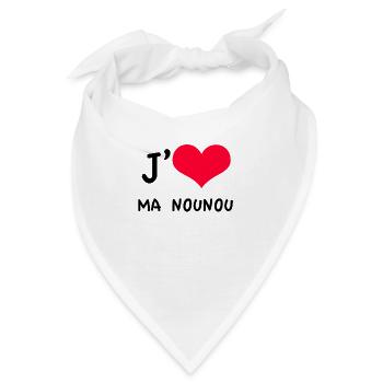"Ich liebe mein Kindermädchen" rotes Herz - Bandana - Weiß - Vorne