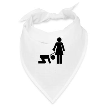 Frau mit Mann an der Leine - Bandana - Weiß - Vorne