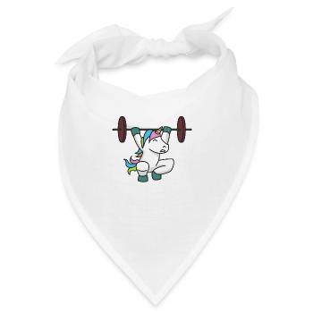 Einhorn Gewichtheber Geschenk Gym Fitness Gewicht - Bandana - Weiß - Vorne