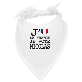 Ich liebe Frankreich Ich stimme Nicolas - Bandana - Weiß - Vorne