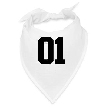Nummer 01 große Zahlen Massive Ziffern - Bandana - Weiß - Vorne