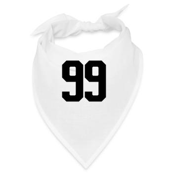 Nummer 99 große Zahlen Massive Ziffern - Bandana - Weiß - Vorne