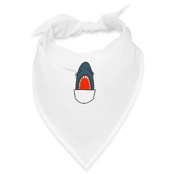 Hai in der Tasche I Haifisch am Strand Sommer - Bandana - Weiß - Vorne