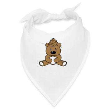 Scheisse Kacke Kopf Kot Haufen Häufchen Teddy Bär - Bandana - Weiß - Vorne