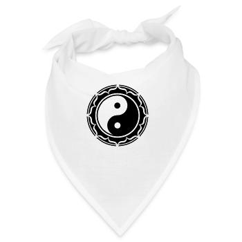 Yin Yang Lotus, Chinesisches Symbol Taiji, Tao - Bandana - Weiß - Vorne