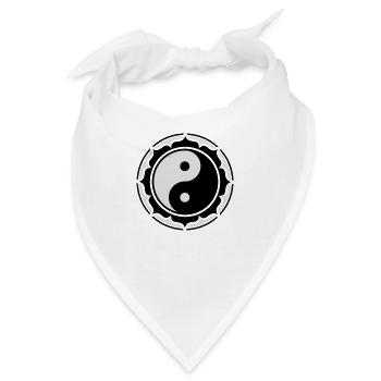 Yin Yang Lotus, Chinesisches Symbol Taiji, Tao - Bandana - Weiß - Vorne