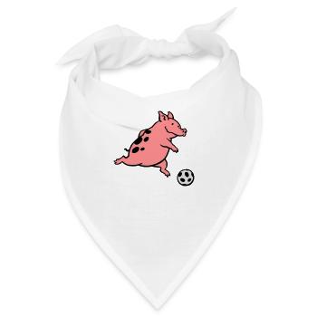 Schwein spielt Fußball - Bandana - Weiß - Vorne