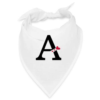 Großbuchstabe A mit Herzen - Bandana - Weiß - Vorne