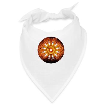 Dharmarad Chakra Buddhismus Gelb Rot - Bandana - Weiß - Vorne