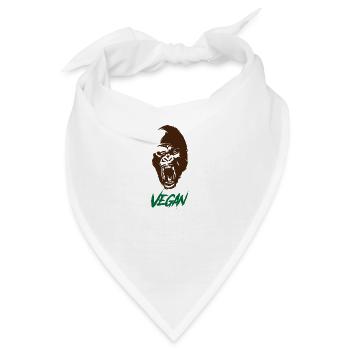 Gorilla Tierschutz Vegan Fleischfrei Geschenk - Bandana - Weiß - Vorne