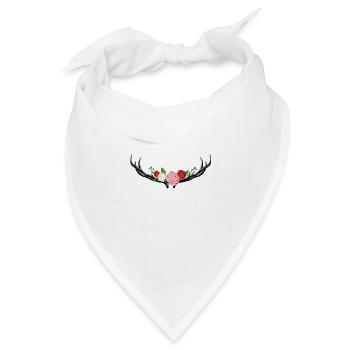 Hirschgeweih mit Blumen - Bandana - Weiß - Vorne