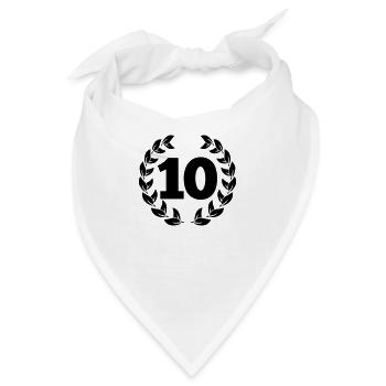 Nummer Zahl Ziffer 10 - Bandana - Weiß - Vorne
