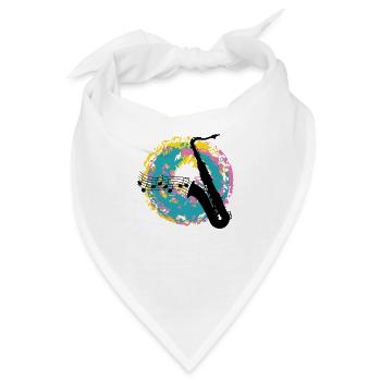 Saxofon auf Farbklecksen - Bandana - Weiß - Vorne