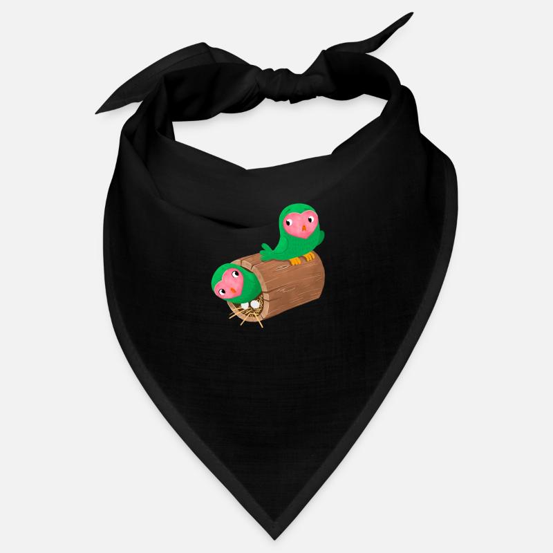 Nesting peach face lovebirds in a log Bandana