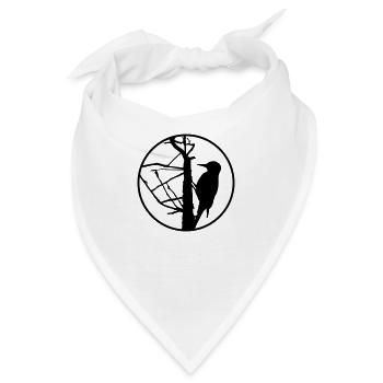 Specht / Woodpecker / Silhouette / Vogel - Bandana - Weiß - Vorne