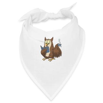 Bücher Eule mit einer Tasse Tee - Bandana - Weiß - Vorne