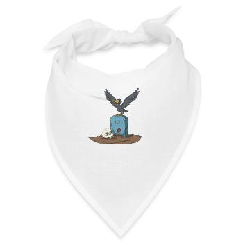 Krähe auf Grabstein mit Schädel - Bandana - Weiß - Vorne