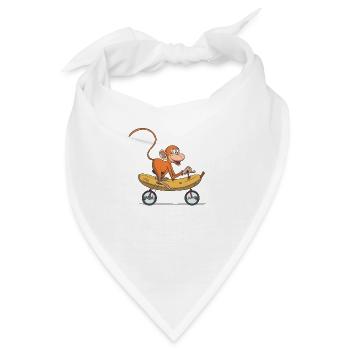 Lustiger Affe, Äffchen auf Fahrrad Banane - Bandana - Weiß - Vorne
