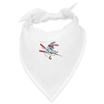 Hase Skihase auf Skiern Ski Skifahren - Bandana - Weiß - Vorne