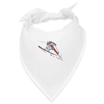 Hase Skihase auf Skiern Ski Skifahren Skifliegen - Bandana - Weiß - Vorne