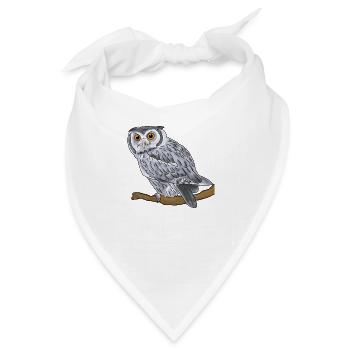 Uhu, Eule - Bandana - Weiß - Vorne