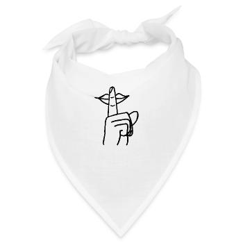 Alltagsmaske Mund Finger Leise - Bandana - Weiß - Vorne